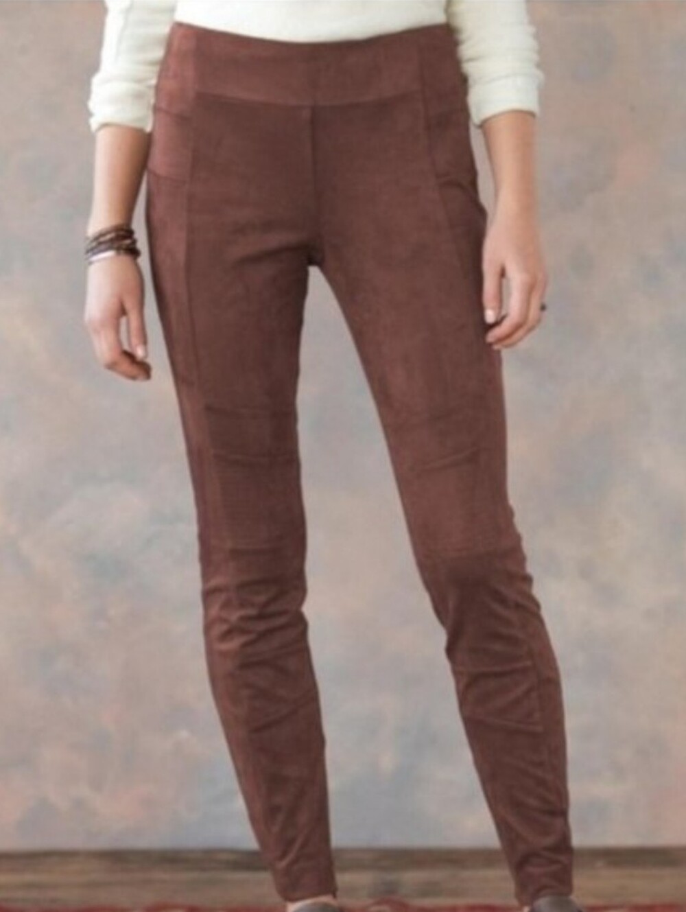 Sundance Faux Suede Ankle Zip Luxe Dreams Suede Leggings Caramel - Size 12